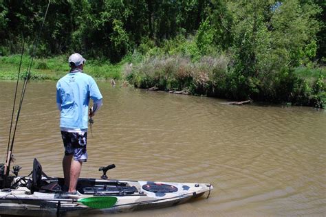 Sight Casting At Bass While Kayak Fishing On A Beautiful Central Tx