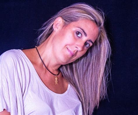 Mature Model Lady Displays Her Blonde Long Hair Stock Image Image Of Female Adolescent