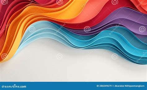 Colorful Paper Waves On White Background Abstract Papercut Design