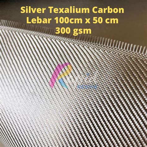 Serat Carbon Warna Metalik Silver Texalium Karbon Fabric Twill 300gsm