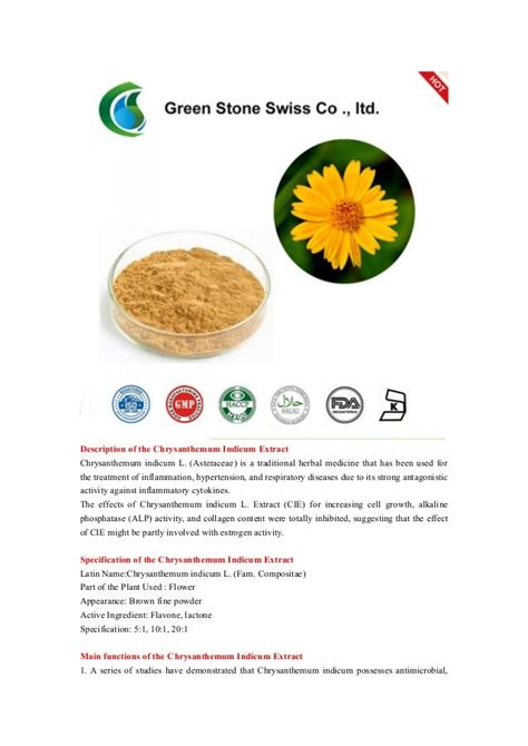 Chrysanthemum Indicum Extract Specification 51 101 201