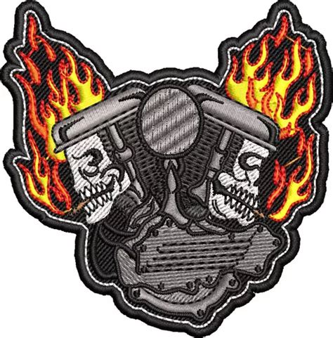 Patch Bordado Caveira Motor Fogo Motociclista Moto Imp84 MercadoLivre