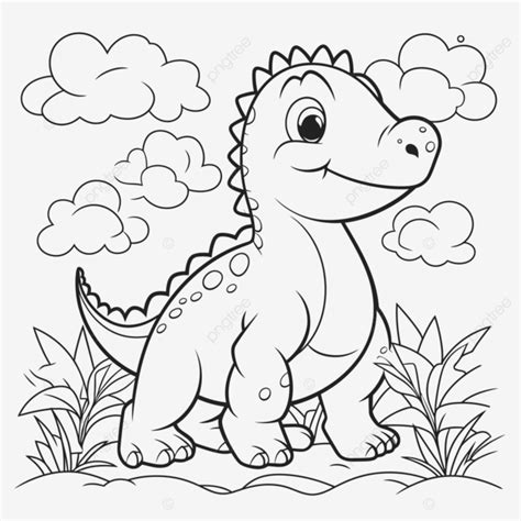 Cute Dinosaur Coloring Pages Outline Sketch Drawing Vector Dinosaur