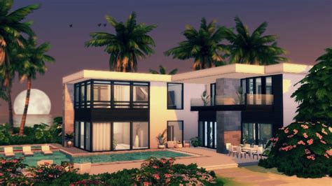 Modern Beach House Sims No Cc Sims Stop Motion Build Youtube