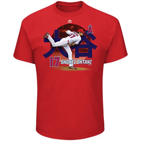 Shohei Ohtani Los Angeles Angels Majestic Illustrative Player T Shirt Red