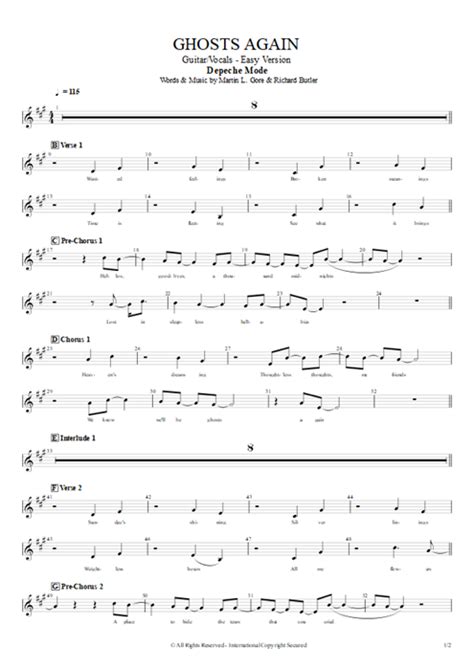 Ghosts Again Easy Version Tab By Depeche Mode Guitar Pro Guitar