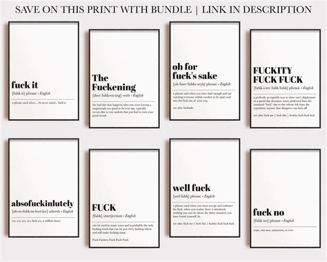 Well Fuck Definition Print Funny Printable Wall Art Etsy