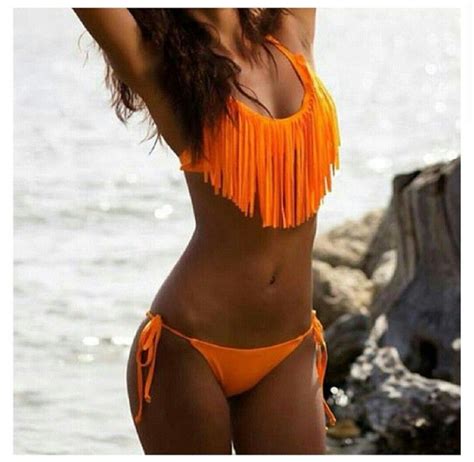 Orange Bathing Suit Poolside Fashion Swimwear Swimwear Fashion