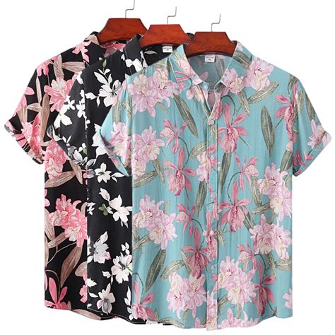 Chemise Manches Courtes Pour Hommes Grande Taille Motif Floral Hawa En