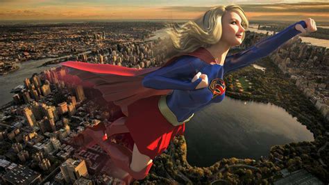 Artstation Supergirl Evening Flight Over Ny