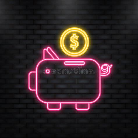 Money Piggy Bank Creative Business Concept Neon Icon Financial