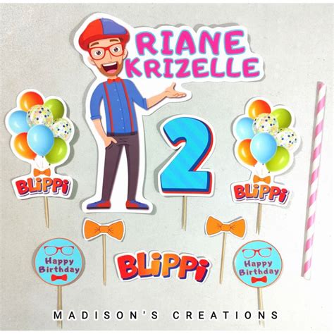 【hot Sale】 Blippi Big Cake Party Topper Cake Banner Backdrop Set