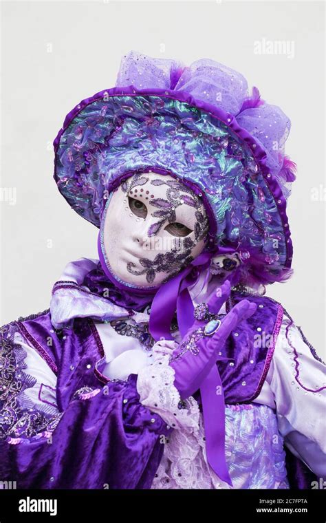 Traditional Mask And Costume At Annecy Venetian Carnival France Stock