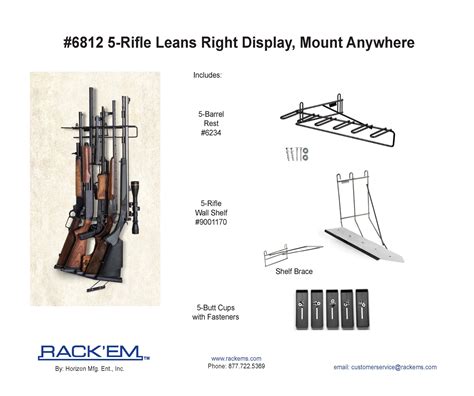 5 Rifle Leans Right Display Mount Anywhere Max Capacity 5 Rifles Ft