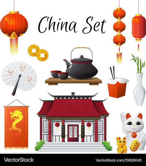 China culture traditions symbols collection Vector Image