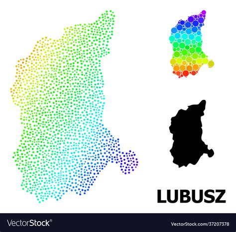 Rainbow Colored Dot Map Lubusz Province Royalty Free Vector