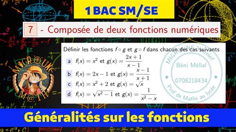 Compos E De Deux Fonctions Num Riques Applications G N Ralit S Sur