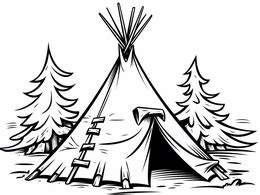 Simple Tee Pee Coloring - Coloring Page