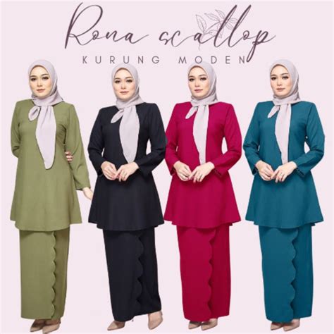 Page Kurung Moden Rona Scallop Plussize Viral Tunang Nikah Raya