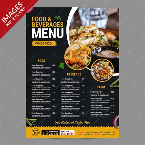 Premium Psd Dark And Yellow Restaurant Food Menu Promotion Template