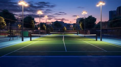 Ilustraci N De Una Cancha De Tenis Iluminada Por La Noche Iluminada Por