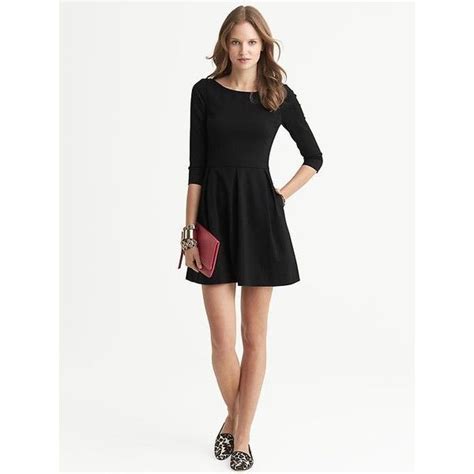 Banana Republic Ponte Fit And Flare Dress Black Polyvore Fit And