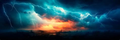 Premium AI Image | stormy sky and a powerful lightning that breaks the ...