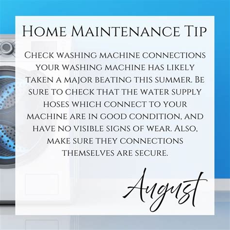 August Home Maintenance Tip Check Washing Machine Connections