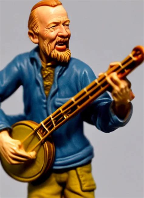 Mm Resin Detailed Miniature Of Pete Seeger Holding Stable