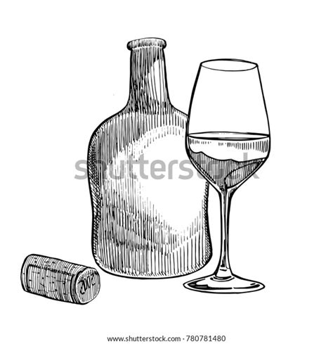 Red Wine Bottle Glasses Sketch Style Stock Vector Royalty Free 780781480 Shutterstock