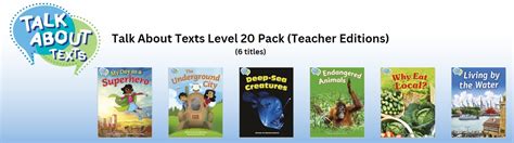 Talk About Texts Level 20 Pack 6 Teacher Edition Titles Lioncrest