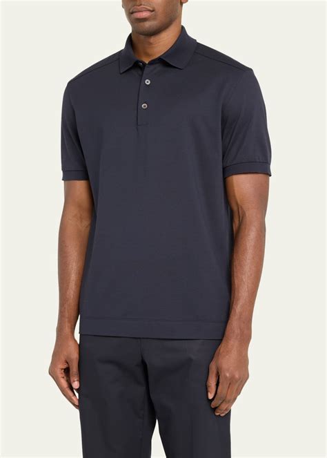 Zegna Mens Cotton Silk Polo Shirt Bergdorf Goodman