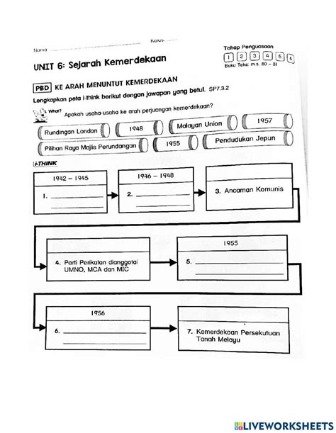 Sejarah Kemerdekaan Worksheet Live Worksheets