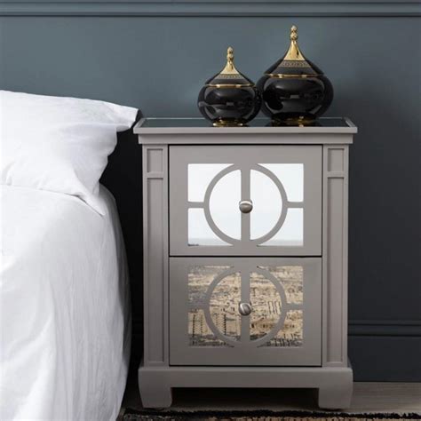 Torino 2 Drawer Bedside Cabinet Grey Wooden Bedside Cabinet