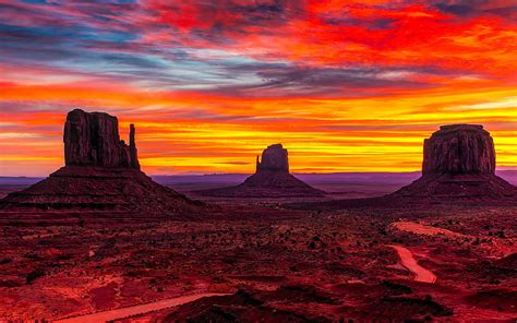 Monument Valley Arizona Utah Canyon Usa Rocks Sunset Hd