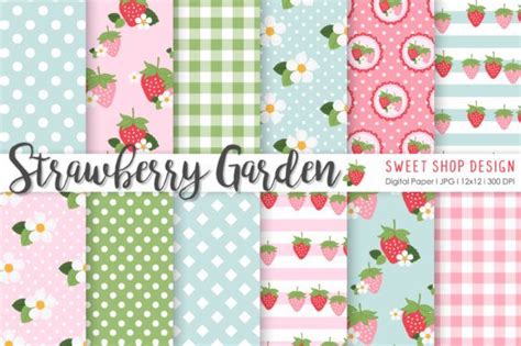 Digital Paper Strawberry Garden Graphic By Sweet Shop Design Creative