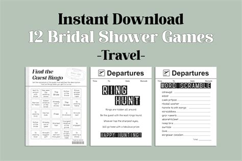 12 Printable Travel Themed Bridal Shower Games Instant Etsy