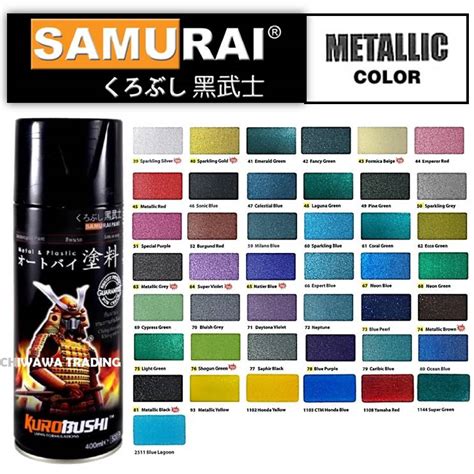 Samurai 400mL Metallic Colours High Gloss Clear Coat Tone Aerosol Spray Paint Motor Cat Primer 2