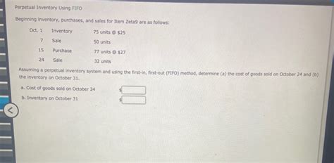 Solved Perpetual Inventory Using Fifo Beginning Inventory Chegg