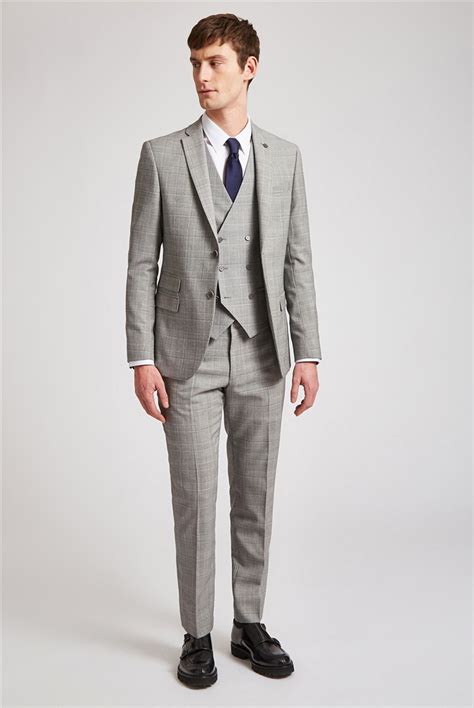 Ted Baker Men S Grey Check Slim Fit Jacket Suit Direct