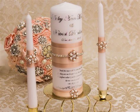 Personalized Wedding Unity Candle Set Blush Unity Candles | Etsy