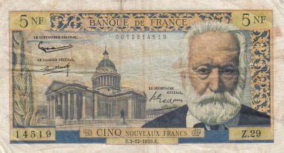 Banknote France Nf Victor Hugo Serial Z Vf P