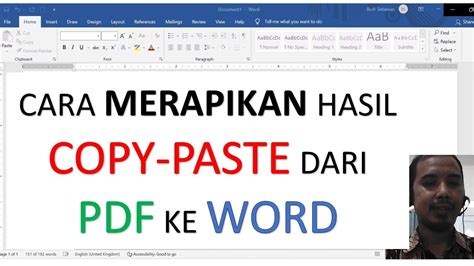 Cara Merapikan Hasil Copy Paste Dari Pdf Ke Word Youtube