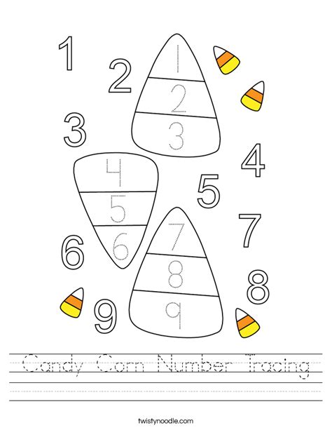 Candy Corn Number Tracing Worksheet Twisty Noodle