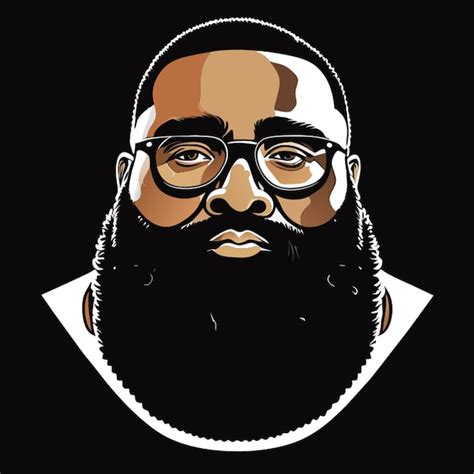 Retrato Do Rapper Rick Ross Vector Ilustração Desenho Animado Vetor