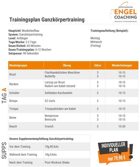 Trainingsplan Ganzkörpertraining Zum Muskelaufbau