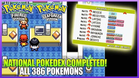 Pokemon FireRed LeafGreen National Pokedex Completed All 386