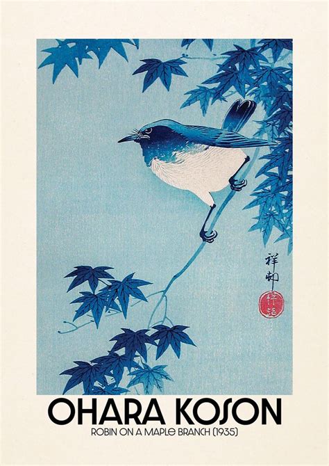 Ohara Koson Robin On A Maple Branch 1935 Art For Living Room Walls...