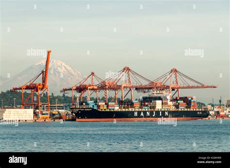 The Container Ship Hanjin Copenhagen In Seattle Container Port With