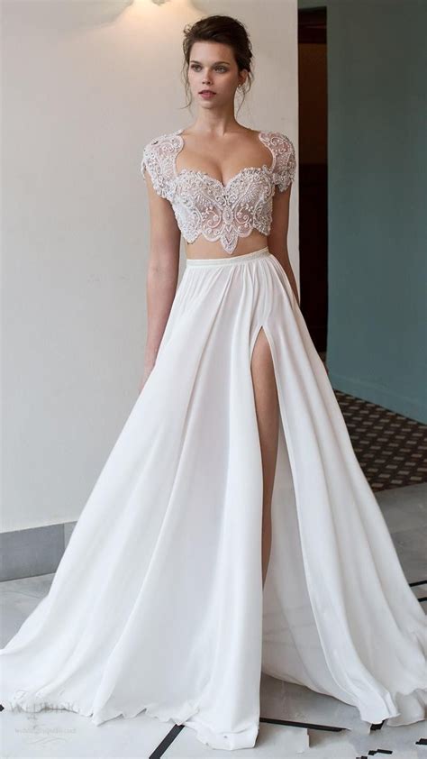 Summer Two Piece Wedding Dresses Simple Lace Two Piece Wedding